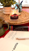 Let’s Get Peachy 7 oz. 100% Soy Wax Candle paired with matches